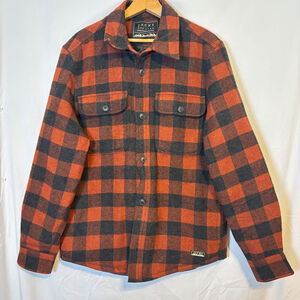 JACHS New York Men’s Red Black Buffalo Plaid Wool Shirt Jacket Shacket M